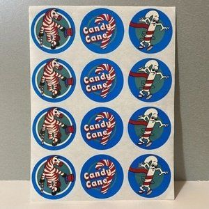 Vintage 1980s CTP Scratch & Sniff Candy Cane Zebra Mint Stickers Creative Teachi